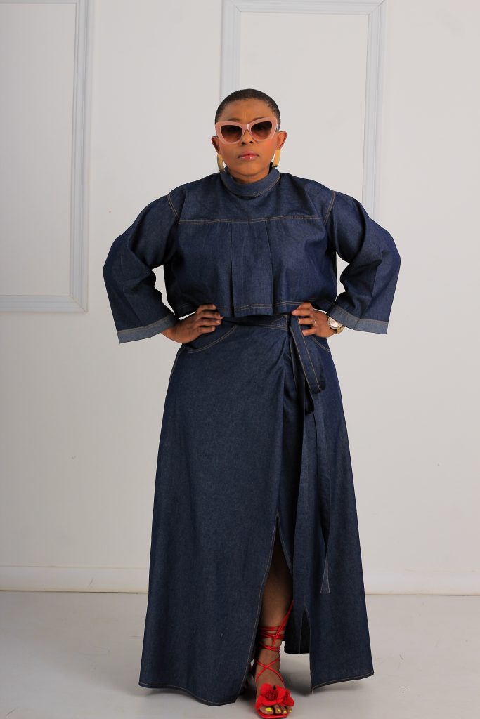 Soft denim set with slit